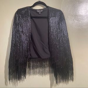Rachel Zoe Metallic Fringe Cardigan